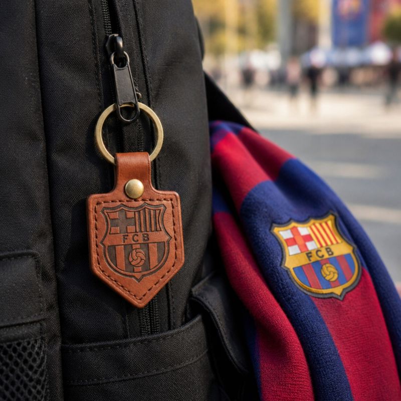 FC Barcelona kulcstartó, barna műbőr zászló (BLL7061) – 2. termékfotó