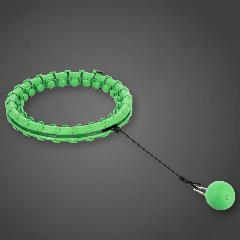 Adjustable fitness hoop with heavy counterweight