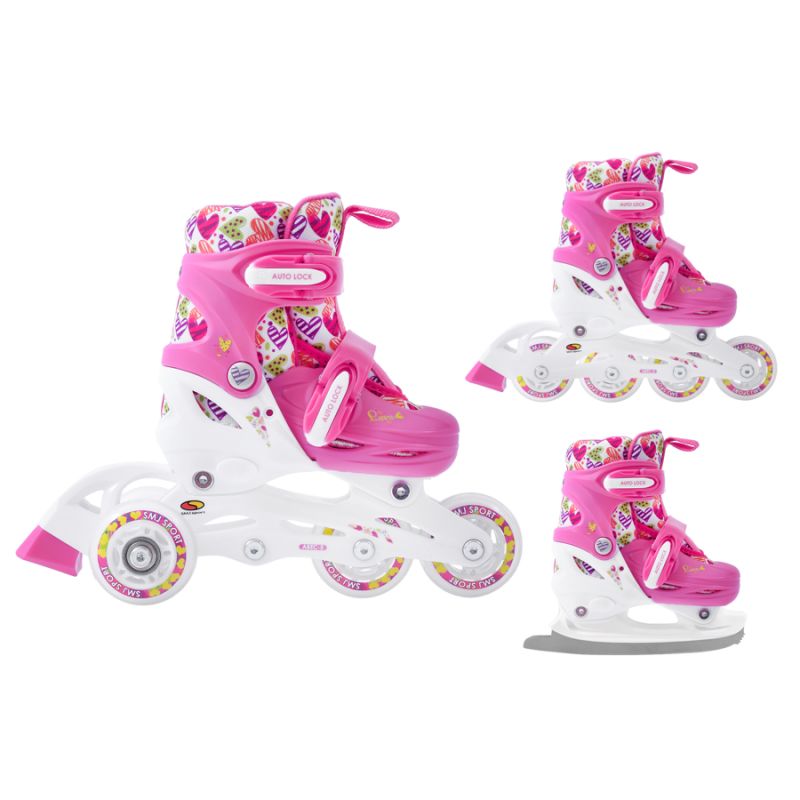 SMJ Sport Combo Hearts 3in1 LED Jr görkorcsolya