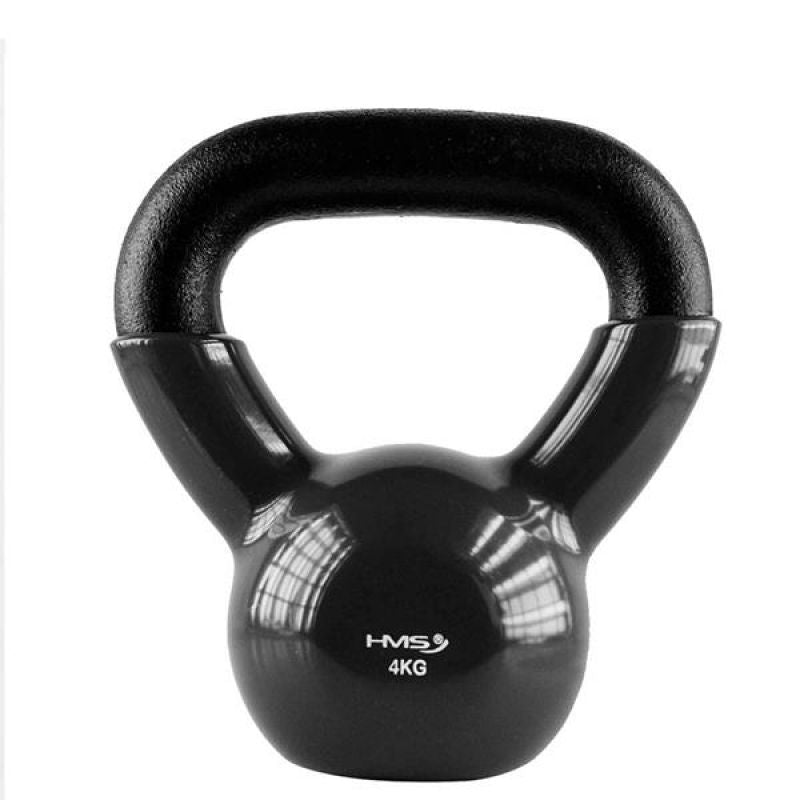 HMS KNV04 vinilbevonatú kettlebell, 4 kg, fekete – termékfotó 1
